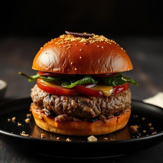 Golden Deluxe burger — 24k leaf, truffle, wagyu.